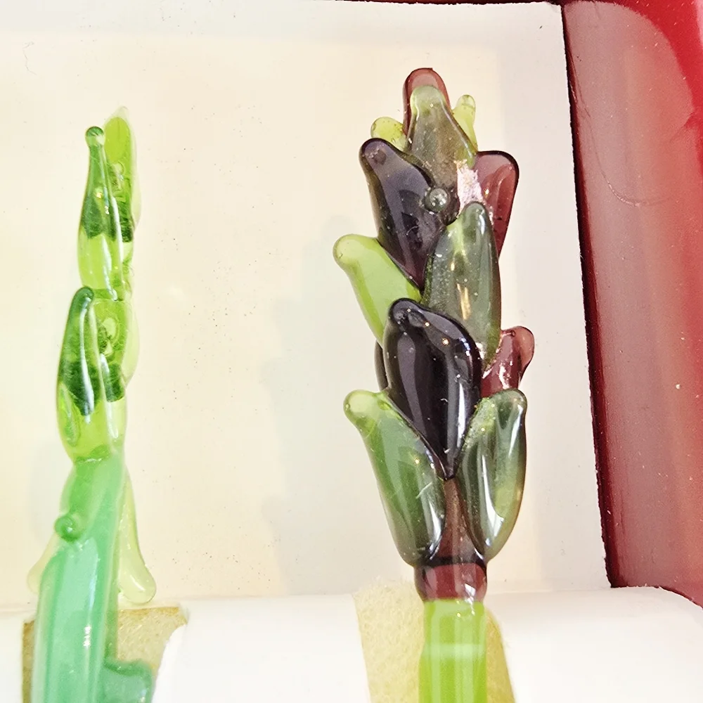 VTG Crate & Barrel Bloody Mary Glass Swizzle Sticks Vegetables Hand Crafted Bar